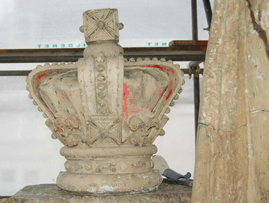 Paintwork removed to expose the ceramic Coade stone