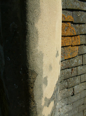 Mortar repair awaiting shelter coat